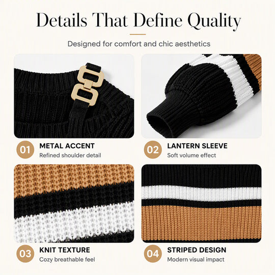 💖Black Friday Mega Deal – 50% off!💖Women's Casual Off Shoulder Striped Sweater