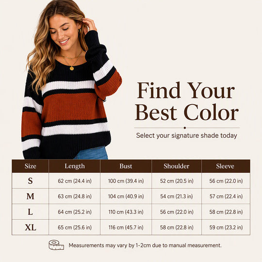 💖Black Friday Mega Deal – 50% off!💖Women's Casual Off Shoulder Striped Sweater