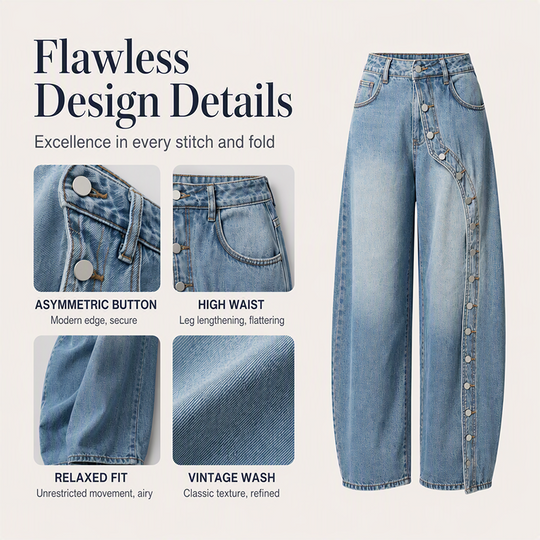💖Black Friday Mega Deal – 50% off!💖Women's Vintage Side Button Wide-Leg Jeans