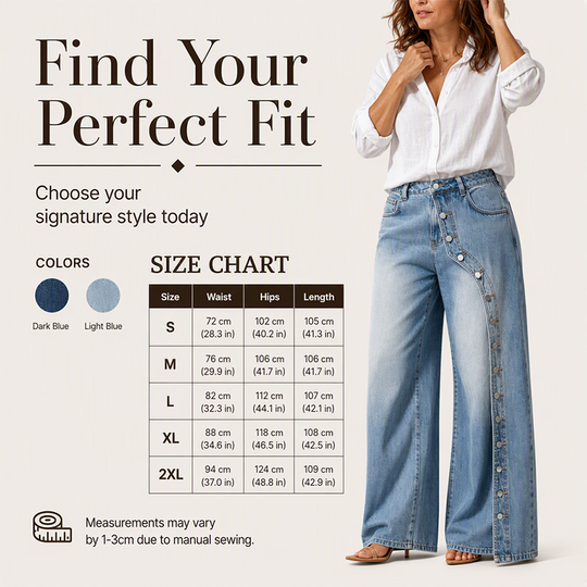 💖Black Friday Mega Deal – 50% off!💖Women's Vintage Side Button Wide-Leg Jeans