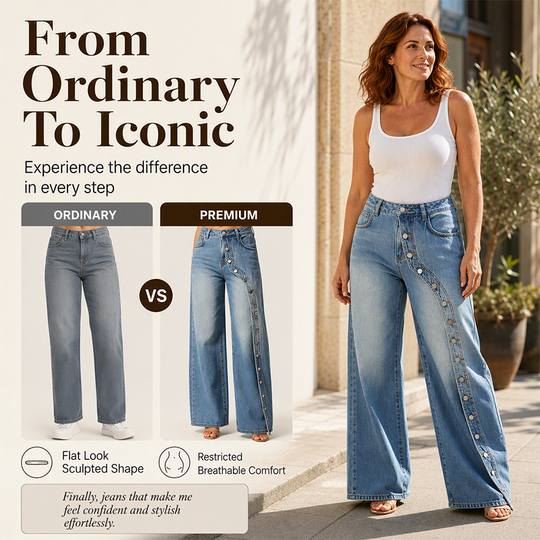💖Black Friday Mega Deal – 50% off!💖Women's Vintage Side Button Wide-Leg Jeans