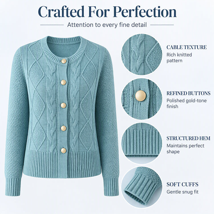 💖Black Friday Mega Deal – 50% off!💖Women's Elegant Textured Cable Knit Cardigan