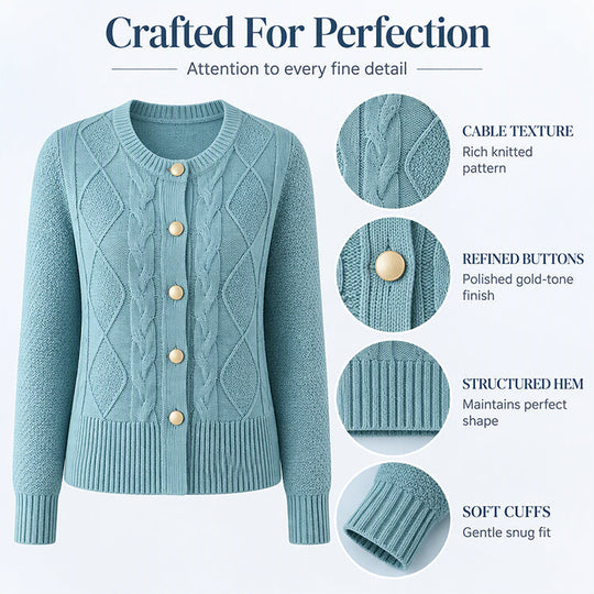 💖Black Friday Mega Deal – 50% off!💖Women's Elegant Textured Cable Knit Cardigan
