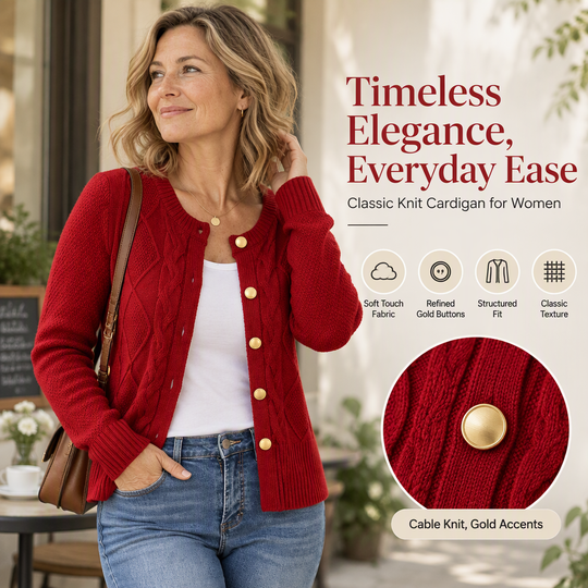 💖Black Friday Mega Deal – 50% off!💖Women's Elegant Textured Cable Knit Cardigan