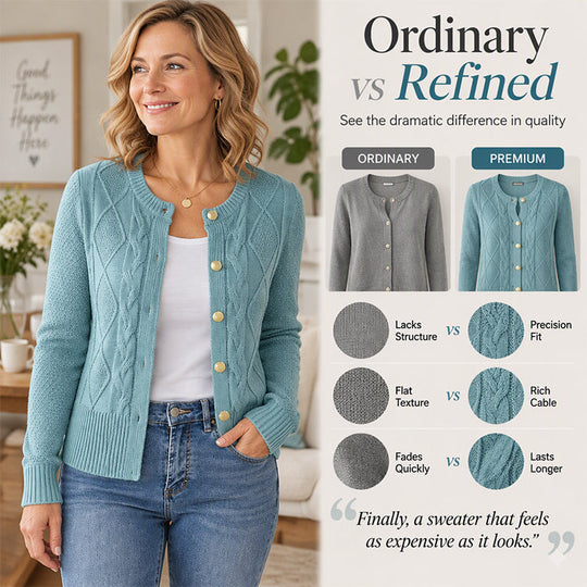 💖Black Friday Mega Deal – 50% off!💖Women's Elegant Textured Cable Knit Cardigan