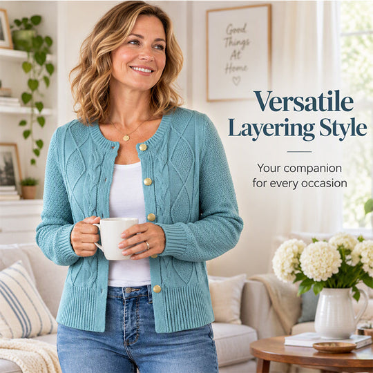 💖Black Friday Mega Deal – 50% off!💖Women's Elegant Textured Cable Knit Cardigan