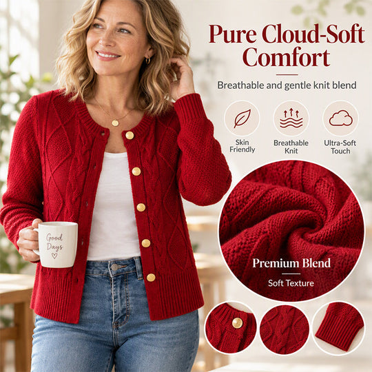 💖Black Friday Mega Deal – 50% off!💖Women's Elegant Textured Cable Knit Cardigan