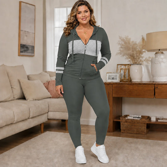 Women's Hooded Sweatshirt & Pants 2-Piece Set