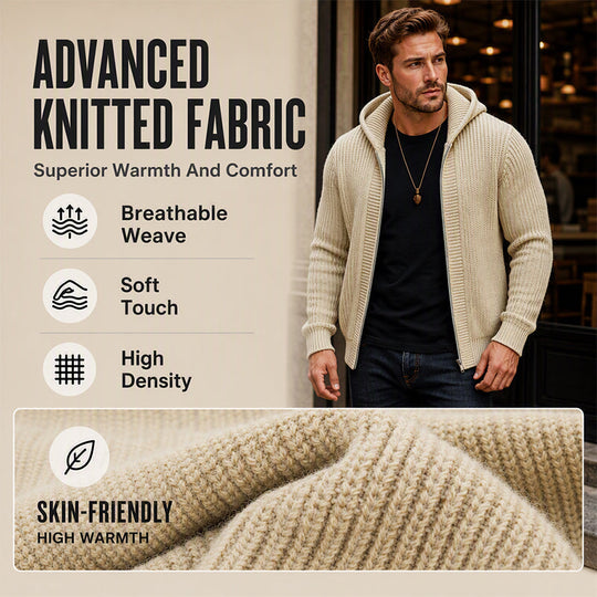 🖤Black Friday Sale:50% OFF🖤Men's Casual Zip-Up Hooded Knit Sweater