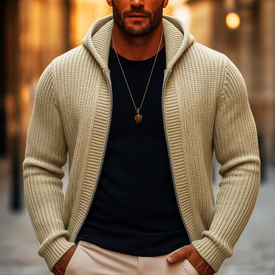 🖤Black Friday Sale:50% OFF🖤Men's Casual Zip-Up Hooded Knit Sweater