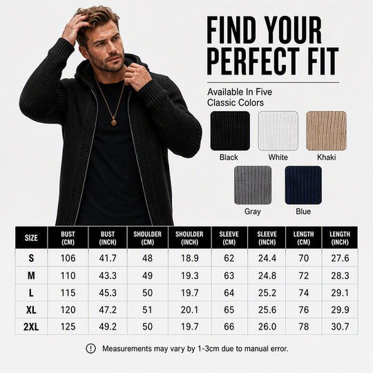 🖤Black Friday Sale:50% OFF🖤Men's Casual Zip-Up Hooded Knit Sweater