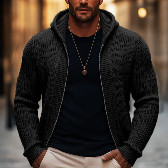 🖤Black Friday Sale:50% OFF🖤Men's Casual Zip-Up Hooded Knit Sweater