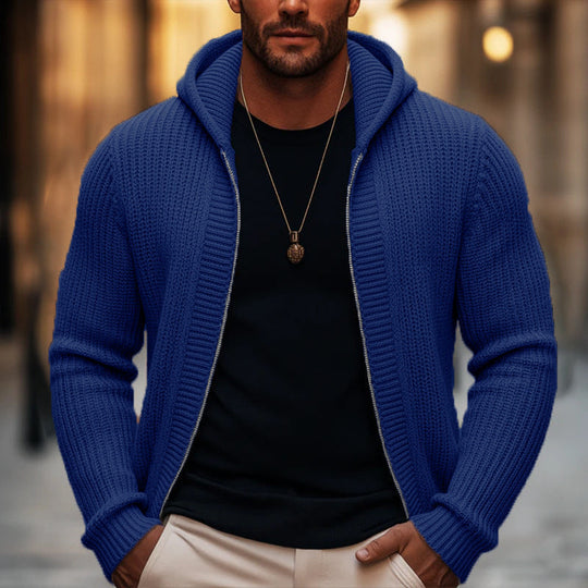 🖤Black Friday Sale:50% OFF🖤Men's Casual Zip-Up Hooded Knit Sweater
