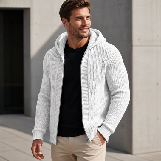 🖤Black Friday Sale:50% OFF🖤Men's Casual Zip-Up Hooded Knit Sweater