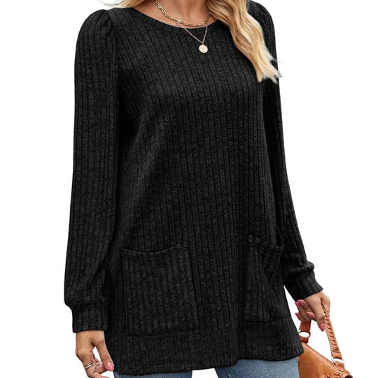Women's Cozy Mid-Length Ribbed Knit Top