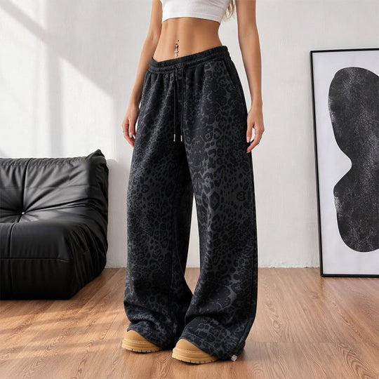 💖Black Friday Mega Deal – 50% off!💖Women's Casual Leopard Print Wide Leg Sweatpants