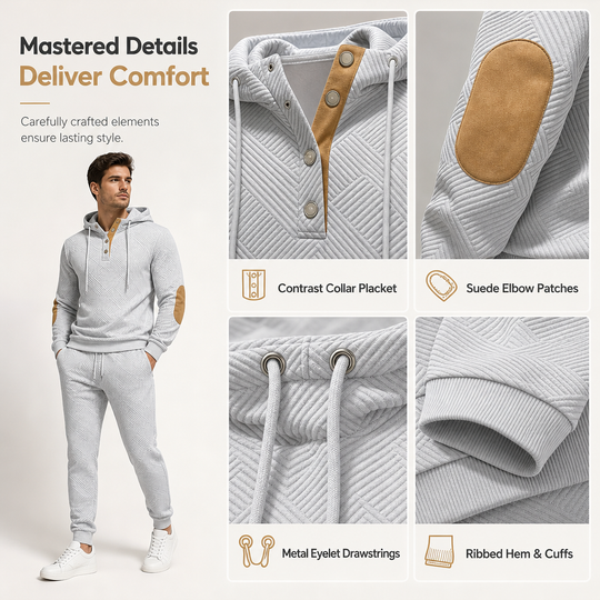 🖤Black Friday Sale:50% OFF🖤 🧥 Men's 2 Piece Hoodie Set – Premium Jacquard Knit, Breathable & Always Cool