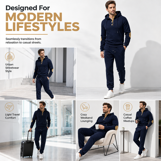 🖤Black Friday Sale:50% OFF🖤 🧥 Men's 2 Piece Hoodie Set – Premium Jacquard Knit, Breathable & Always Cool