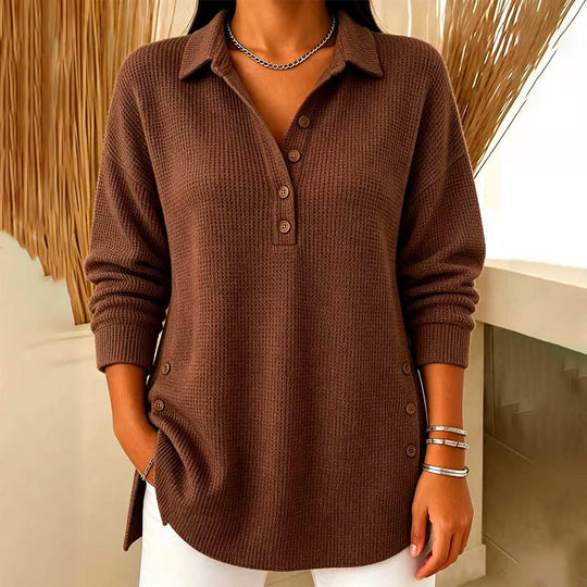 💖Black Friday Mega Deal – 50% off!💖 Women's Waffle Knit Long Sleeve Top ☁️