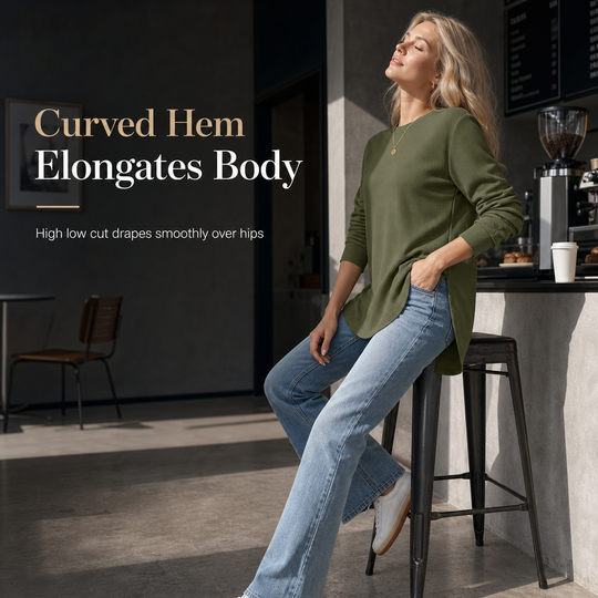 Women's Casual Loose Waffle Knit Top