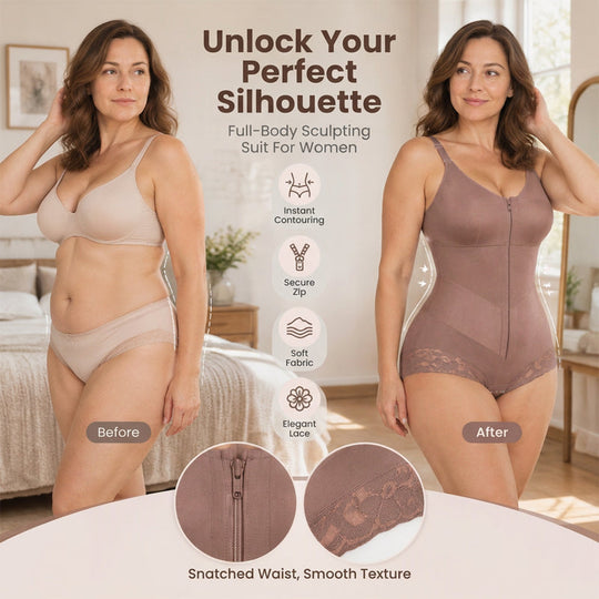 Women's Plus Size Tummy Control Bodysuit Shapewear