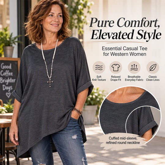 Women's Loose Batwing Sleeve Asymmetrical Top