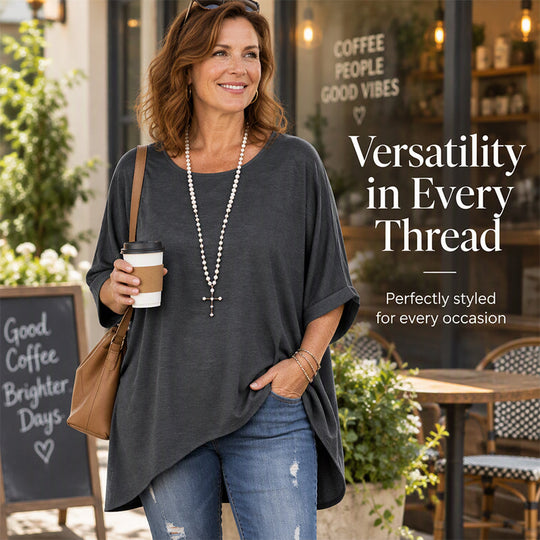 Women's Loose Batwing Sleeve Asymmetrical Top