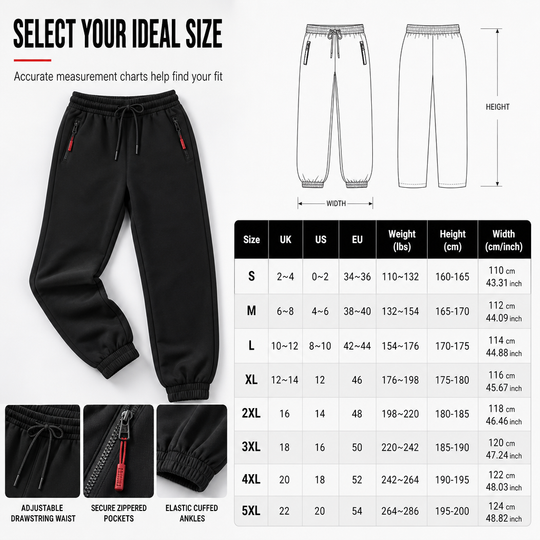 Women's Fleece Lined Winter Jogger Pants with Zipper Pockets