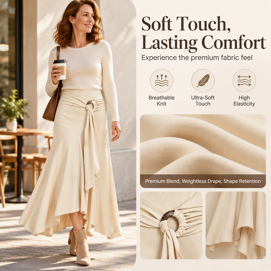 Women's O-Ring Tie Irregular Fishtail Midi Skirt