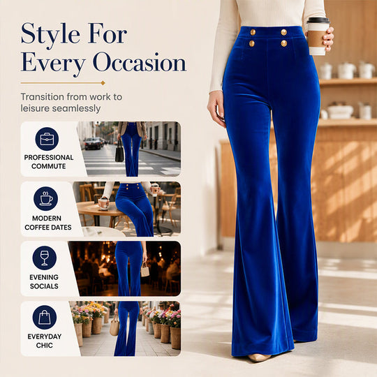💖Black Friday Mega Deal – 50% off!💖Women's High-Waisted Velvet Flare Pants