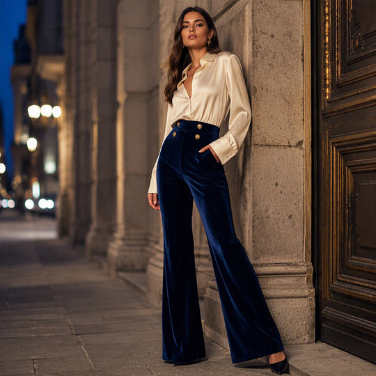 💖Black Friday Mega Deal – 50% off!💖Women's High-Waisted Velvet Flare Pants