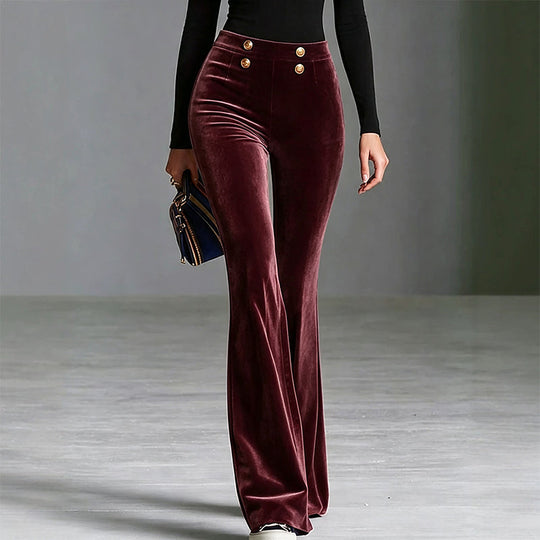 💖Black Friday Mega Deal – 50% off!💖Women's High-Waisted Velvet Flare Pants