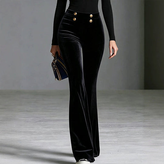 💖Black Friday Mega Deal – 50% off!💖Women's High-Waisted Velvet Flare Pants