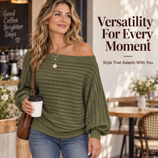 Women's Casual Off Shoulder Ribbed Knit Top