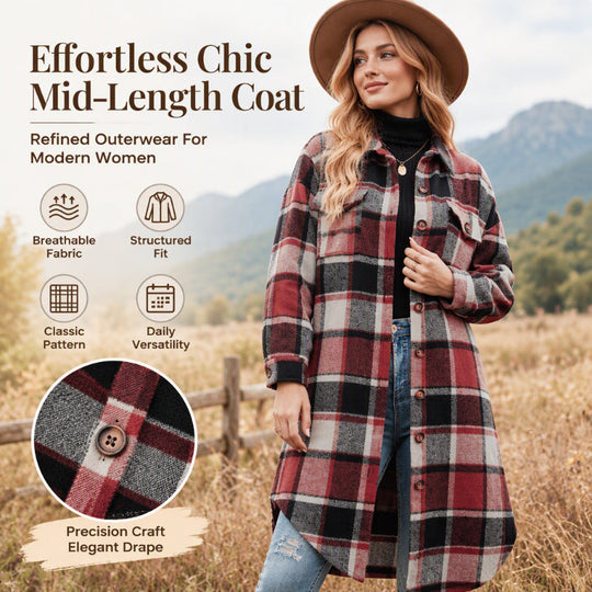 💖Black Friday Mega Deal – 50% off!💖Women's Casual Plaid Side Slit Long Shacket