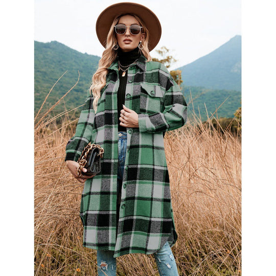💖Black Friday Mega Deal – 50% off!💖Women's Casual Plaid Side Slit Long Shacket
