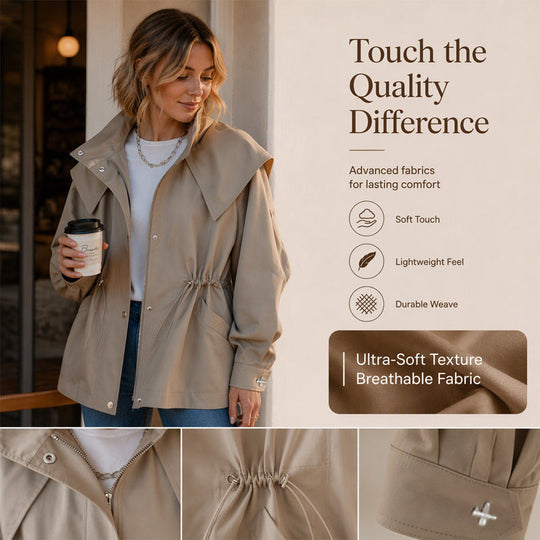 💖Black Friday Mega Deal – 50% off!💖✨ Women's Chic Drawstring Waist Hooded Jacket – Flattering Drawstring Waist, Cozy Hood & Relaxed Fit – Perfect for Fall, Casual Days & Everyday Style