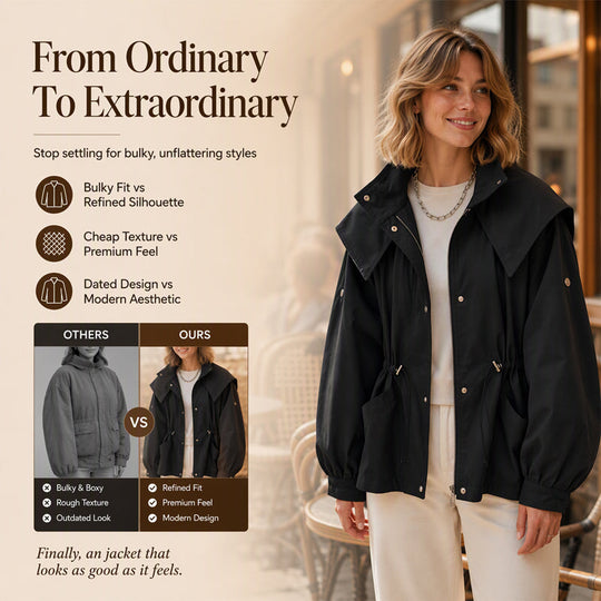 💖Black Friday Mega Deal – 50% off!💖✨ Women's Chic Drawstring Waist Hooded Jacket – Flattering Drawstring Waist, Cozy Hood & Relaxed Fit – Perfect for Fall, Casual Days & Everyday Style