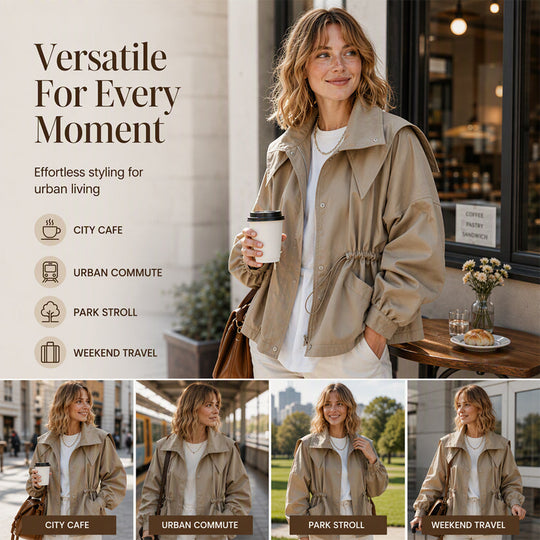💖Black Friday Mega Deal – 50% off!💖✨ Women's Chic Drawstring Waist Hooded Jacket – Flattering Drawstring Waist, Cozy Hood & Relaxed Fit – Perfect for Fall, Casual Days & Everyday Style