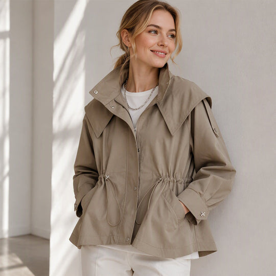 💖Black Friday Mega Deal – 50% off!💖✨ Women's Chic Drawstring Waist Hooded Jacket – Flattering Drawstring Waist, Cozy Hood & Relaxed Fit – Perfect for Fall, Casual Days & Everyday Style