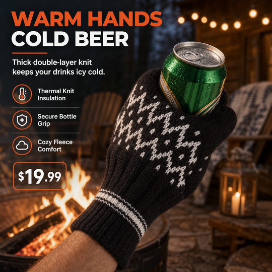 🖤Black Friday Sale:50% OFF🖤Knit Beer Mitt Drinking Glove for Holding Beer Bottles and Cans
