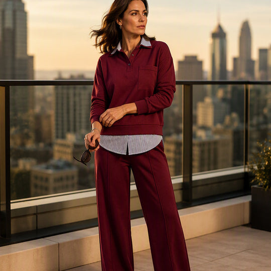 💖Black Friday Mega Deal – 50% off!💖Women's Fake Two Piece Sweatshirt & Pants Set