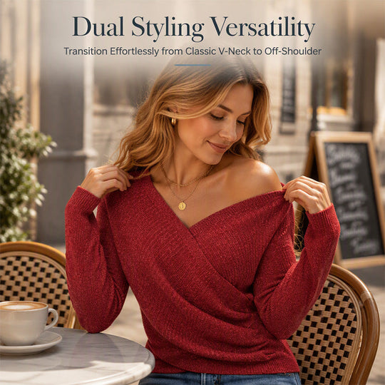 Women's Crossover V-Neck Knit Sweater