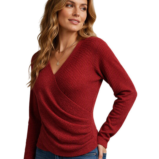Women's Crossover V-Neck Knit Sweater