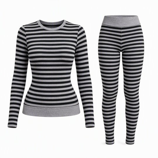 Women's Striped Color Block Crew Neck Long Sleeve Top and Pants Slim Fit Casual Loungewear Workout Set