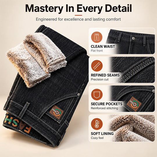 Men's Thick Plush-Lined Stretch Jeans