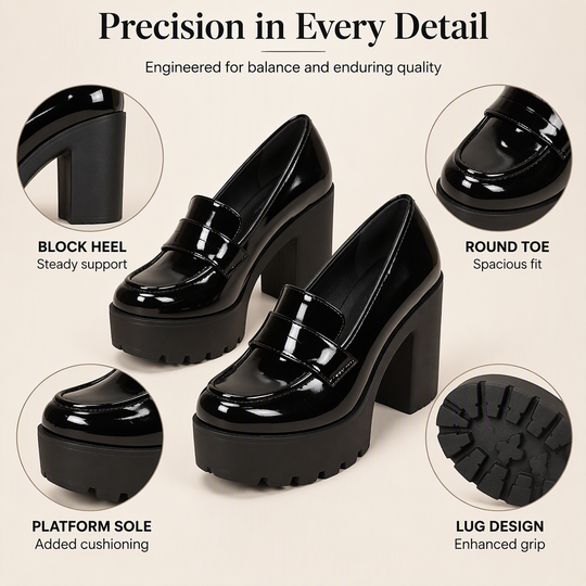 Women's Chunky Heel Platform Loafers