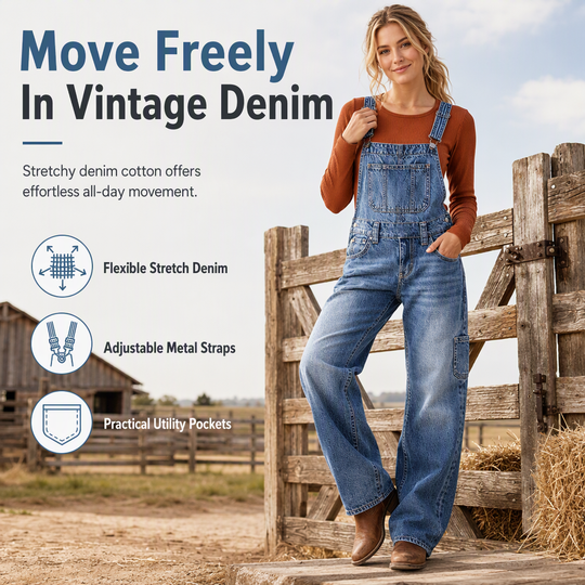 💖Black Friday Mega Deal – 50% off!💖 👖Women's Stretchy Denim Overalls Wide Leg Jumpsuit with Adjustable Straps