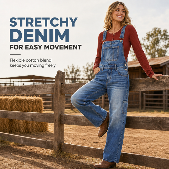💖Black Friday Mega Deal – 50% off!💖 👖Women's Stretchy Denim Overalls Wide Leg Jumpsuit with Adjustable Straps