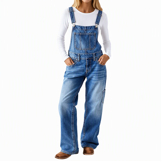 💖Black Friday Mega Deal – 50% off!💖 👖Women's Stretchy Denim Overalls Wide Leg Jumpsuit with Adjustable Straps